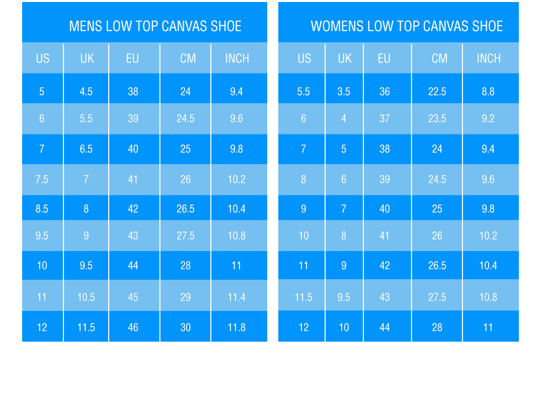 sizing chart low top 1 5