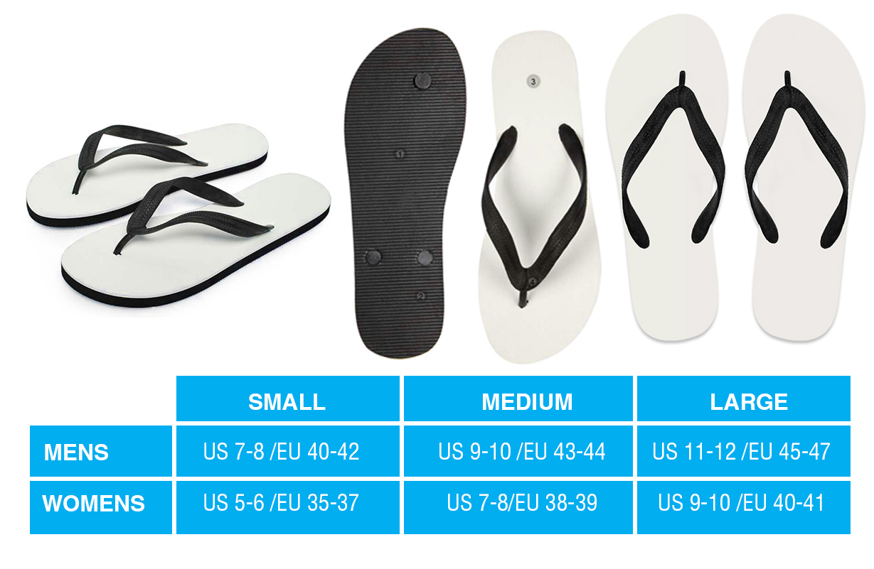 Flip flop size on sale chart small medium large