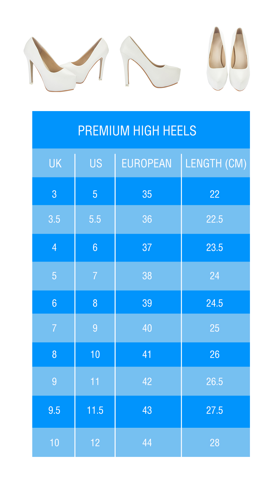 Heel Height Chart Cm