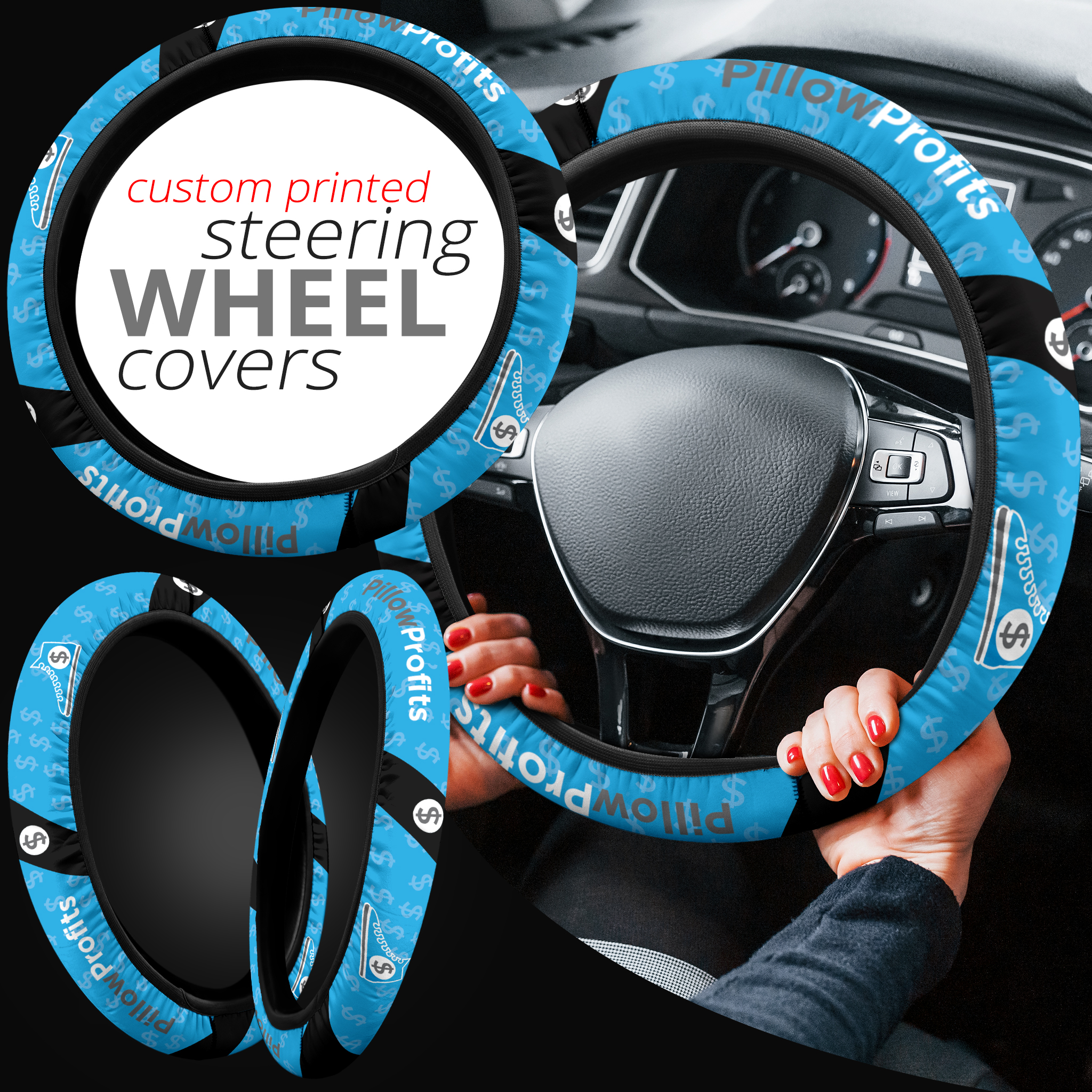 Steering Wheel Cover Made With Licensed HP Fabric Magic 
